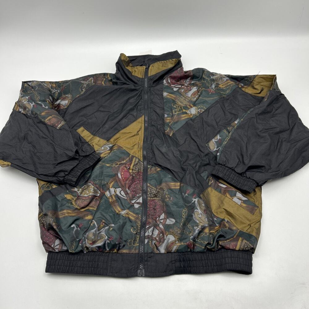Vintage SLADE black and gold nylon 1990s windbreaker JACKET women’s Size LARGE